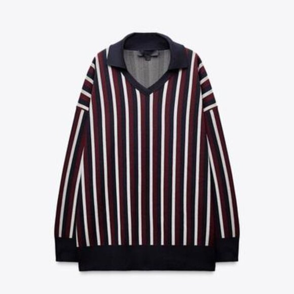 ZARA STRIPED KNIT POLO SWEATER SIZE S  5802/016/330 - Picture 5 of 6